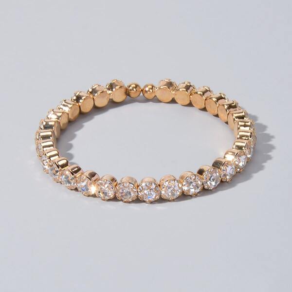 

Rhinestone Metal Bracelet, Gold