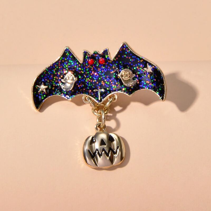 

Pumpkin Bat Brooch, Multicolor