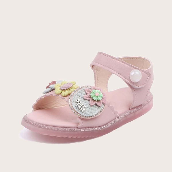 

Toddler Girls Floral Appliques Velcro Strap Sandals, Pink