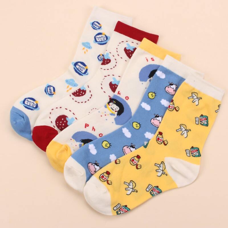 

5pairs Cartoon Graphic Socks, Multicolor