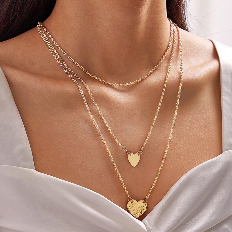 

Heart Decor Layered Necklace, Gold