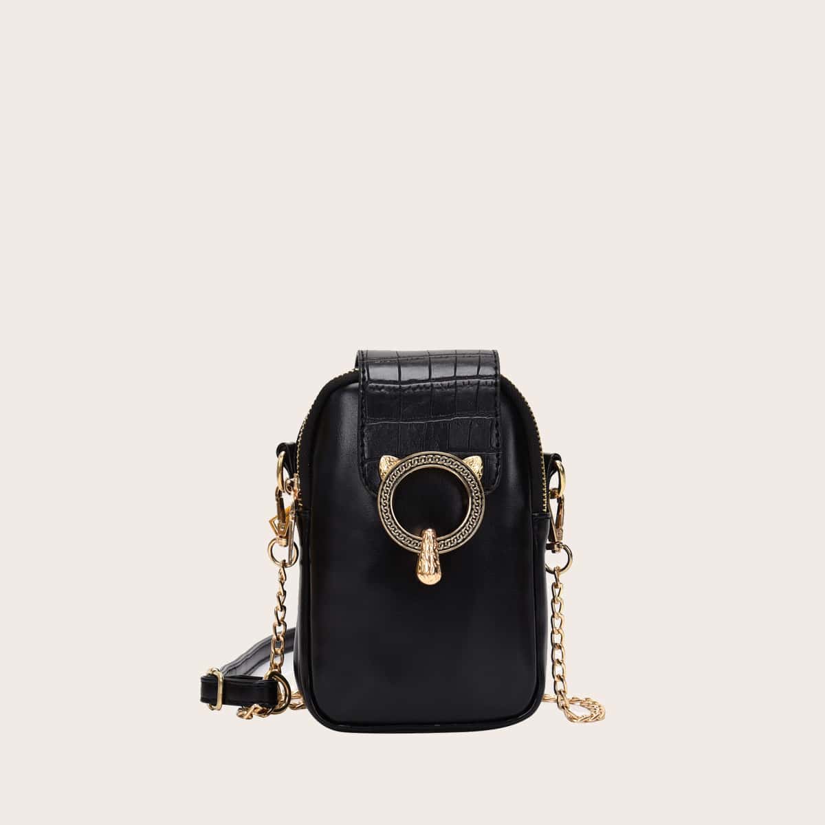 

Buckle Strap Decor Crossbody Bag, Black