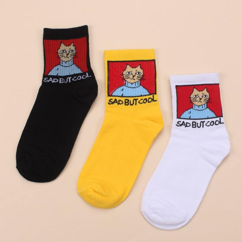 

3pairs Cartoon Graphic Socks, Multicolor