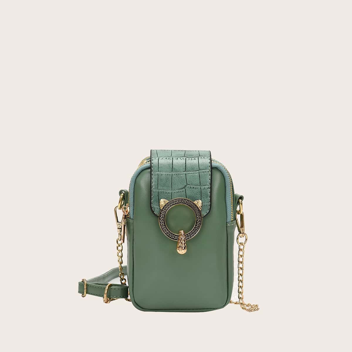 

Buckle Strap Decor Crossbody Bag, Green