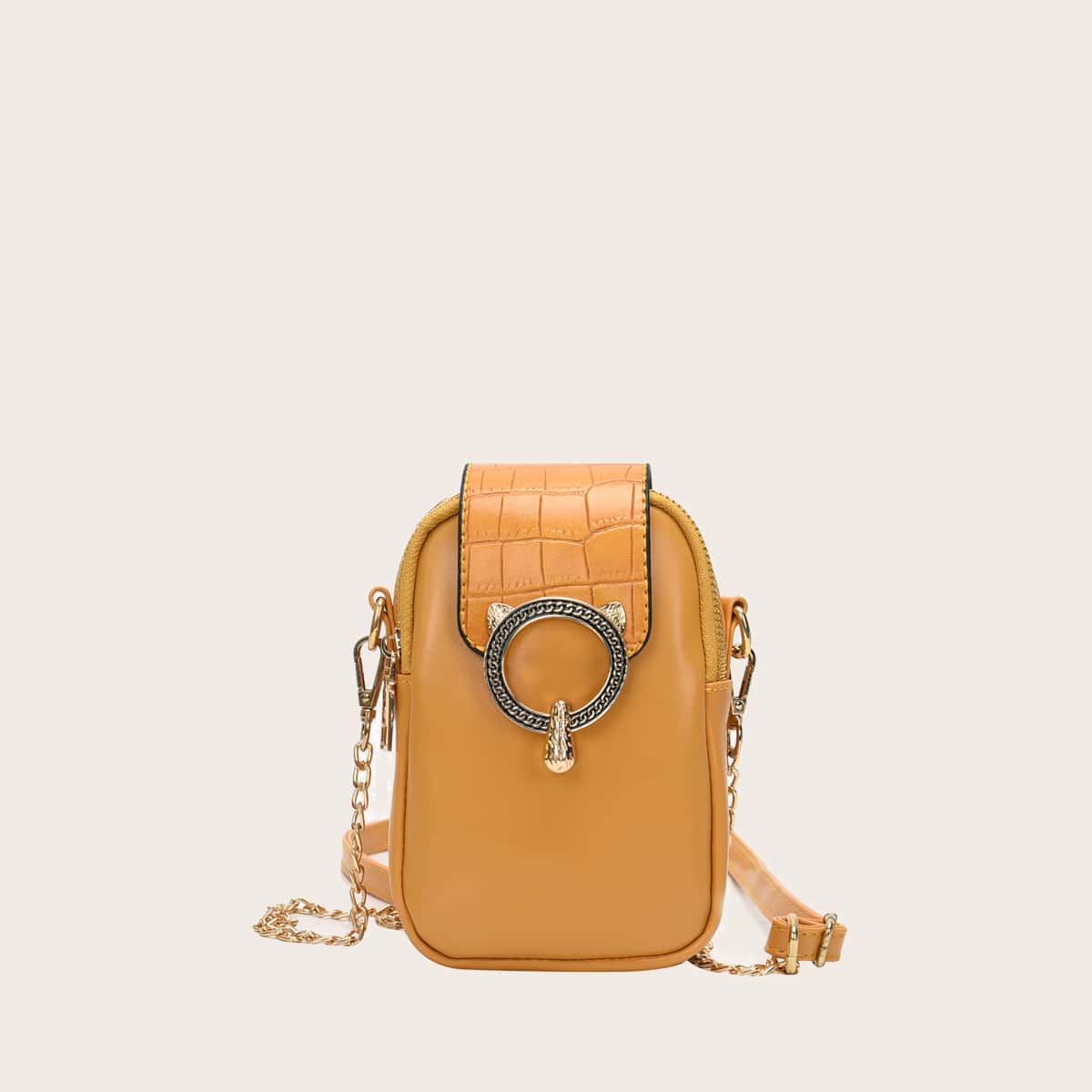 

Buckle Strap Decor Crossbody Bag, Yellow