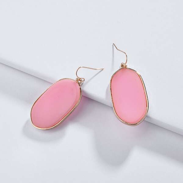 

Geometric Drop Earrings, Pink