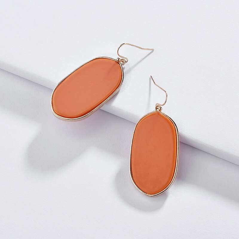 

Geometric Drop Earrings, Orange