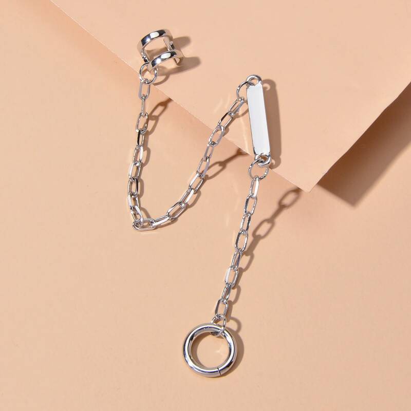 

Chain Geometric Earring, Silver