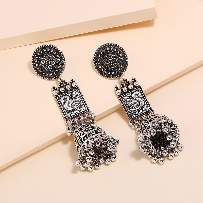 

Round Ball Tassel Earrings, Silver