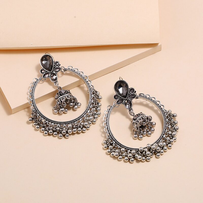 

Round Ball Tassel Earrings, Silver