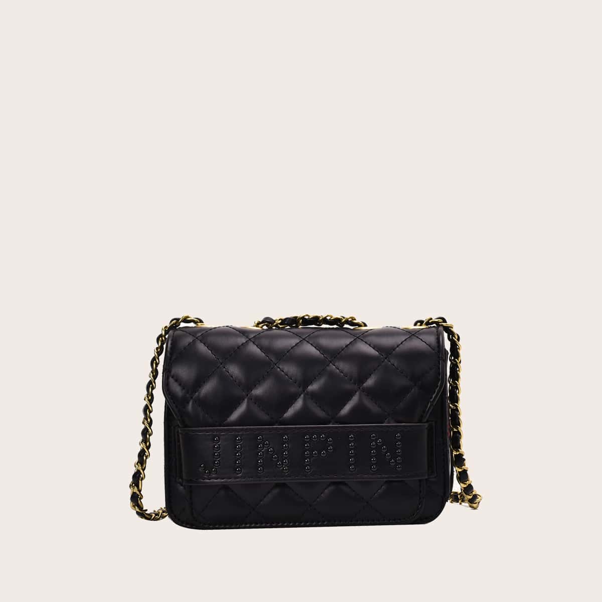 

Quilted Flap Crossbody Bag, Black