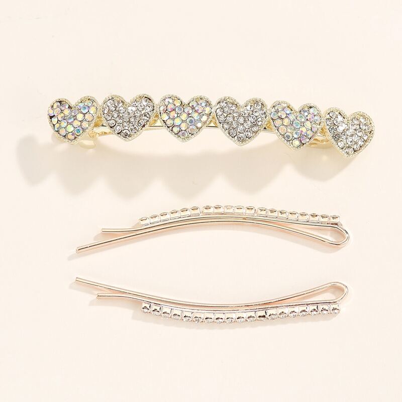 

3pcs Rhinestone Engraved Hair Clip, Silver