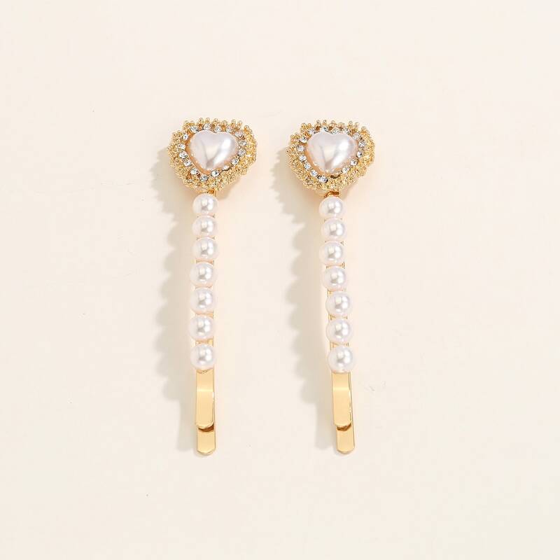 

2pcs Faux Pearl Hair Clip, Multicolor