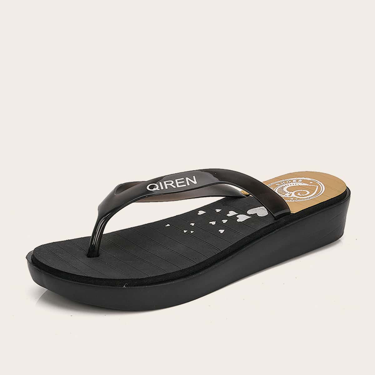 

Letter Graphic Flip Flops, Black