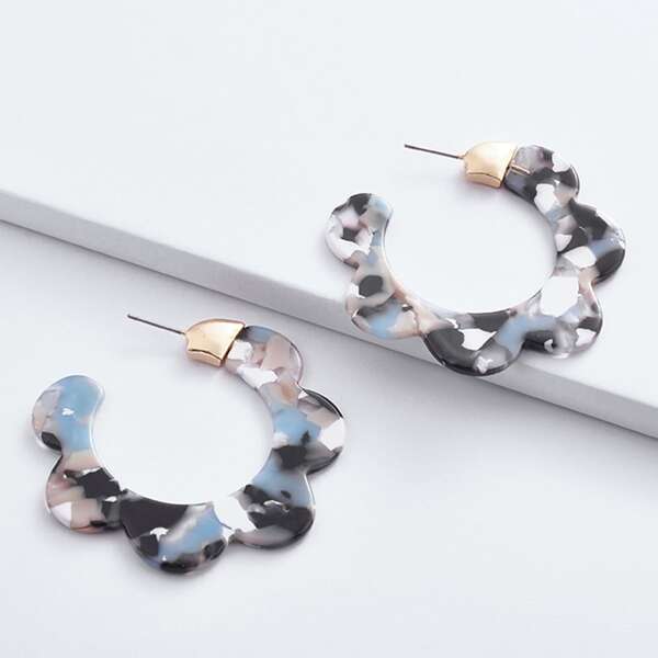 

Flower Hoop Earrings, Multicolor