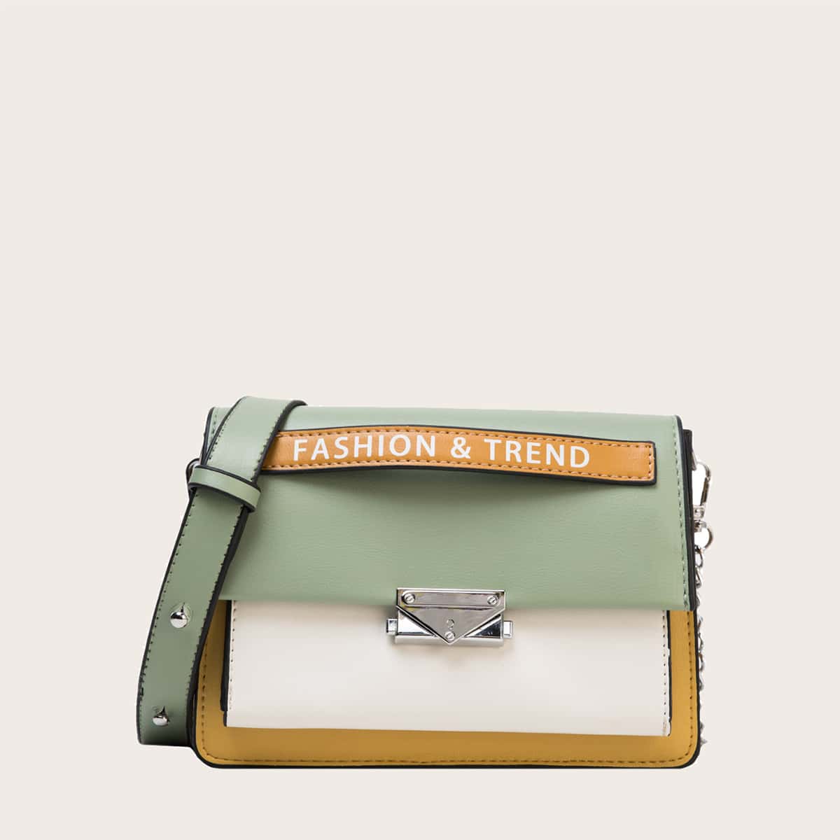 

Letter Graphic Color-block Crossbody Bag, Multicolor