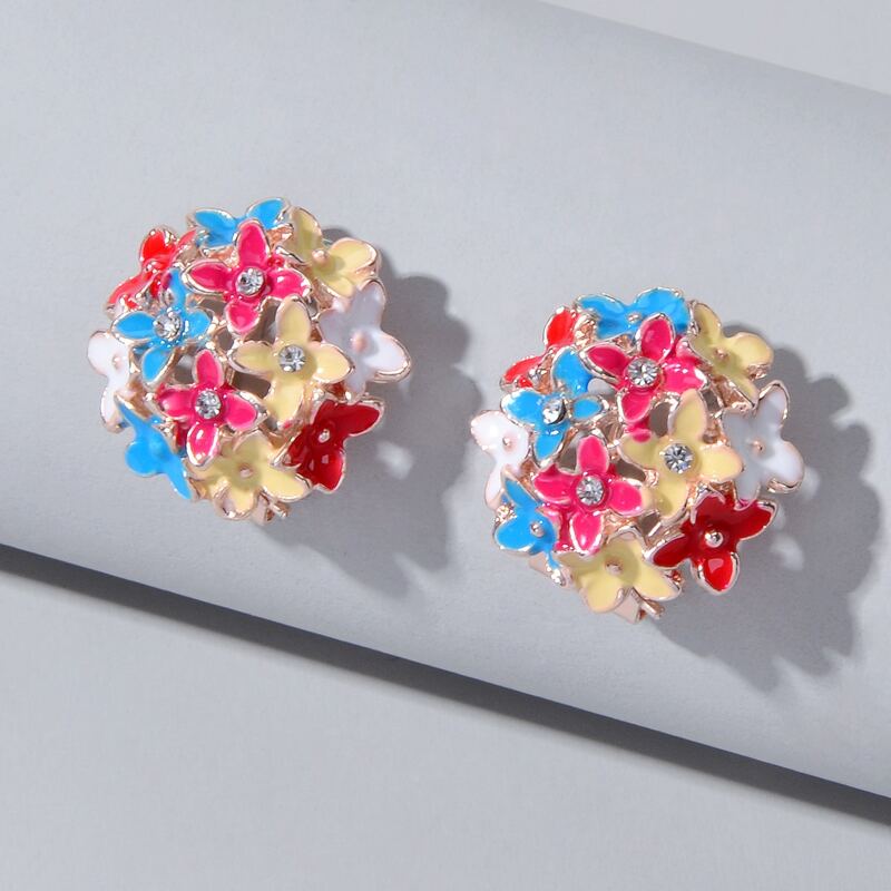 

Rhinestone Flower Earrings, Multicolor