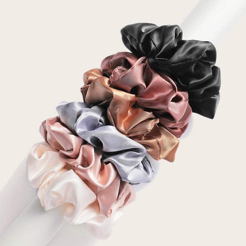 

6pcs Solid Scrunchie, Multicolor