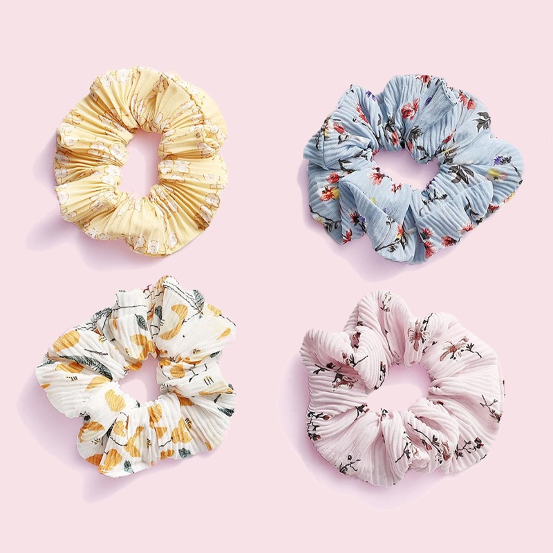 

4pcs Floral Pattern Scrunchie, Multicolor