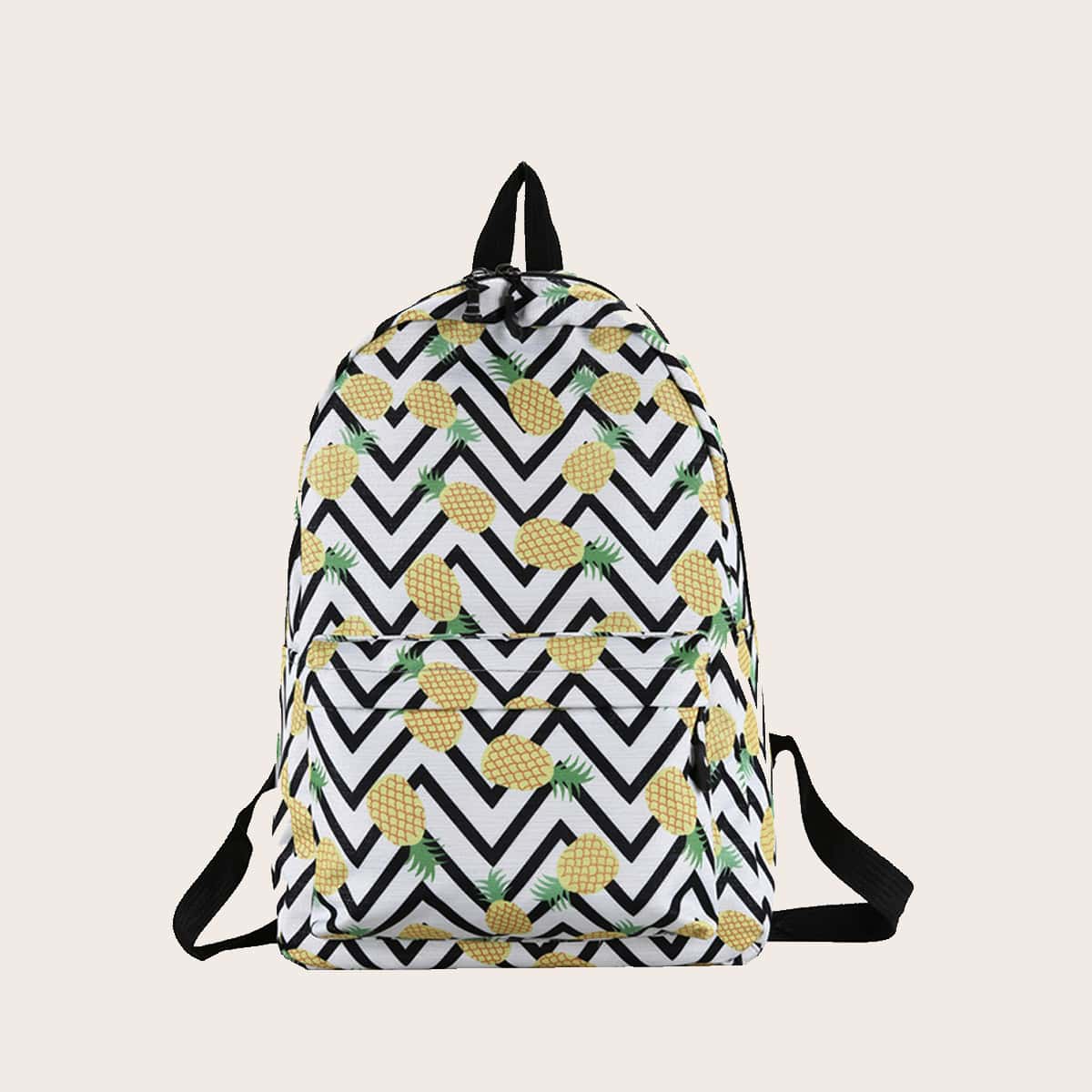 

Pineapple Print Chevron Backpack, Multicolor