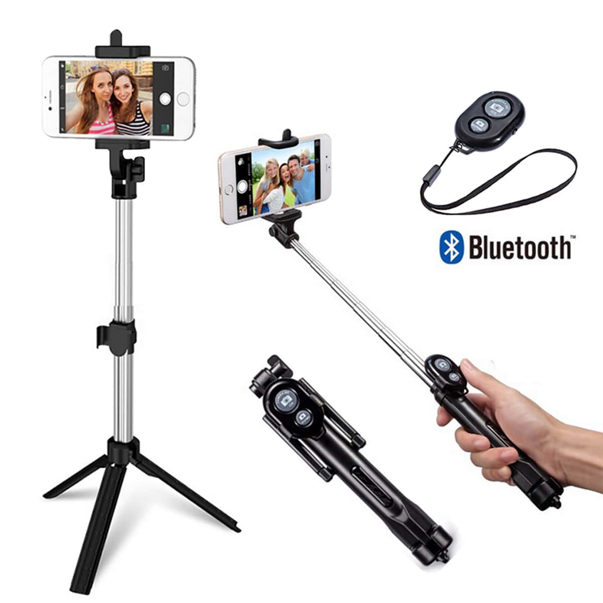 

Detachable Bluetooth Remote Control Selfie Stick, Black