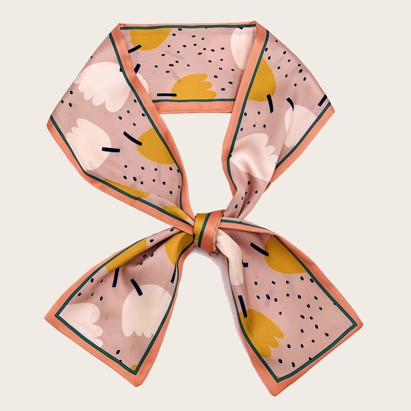 

Floral Pattern Twilly Scarf, Pink