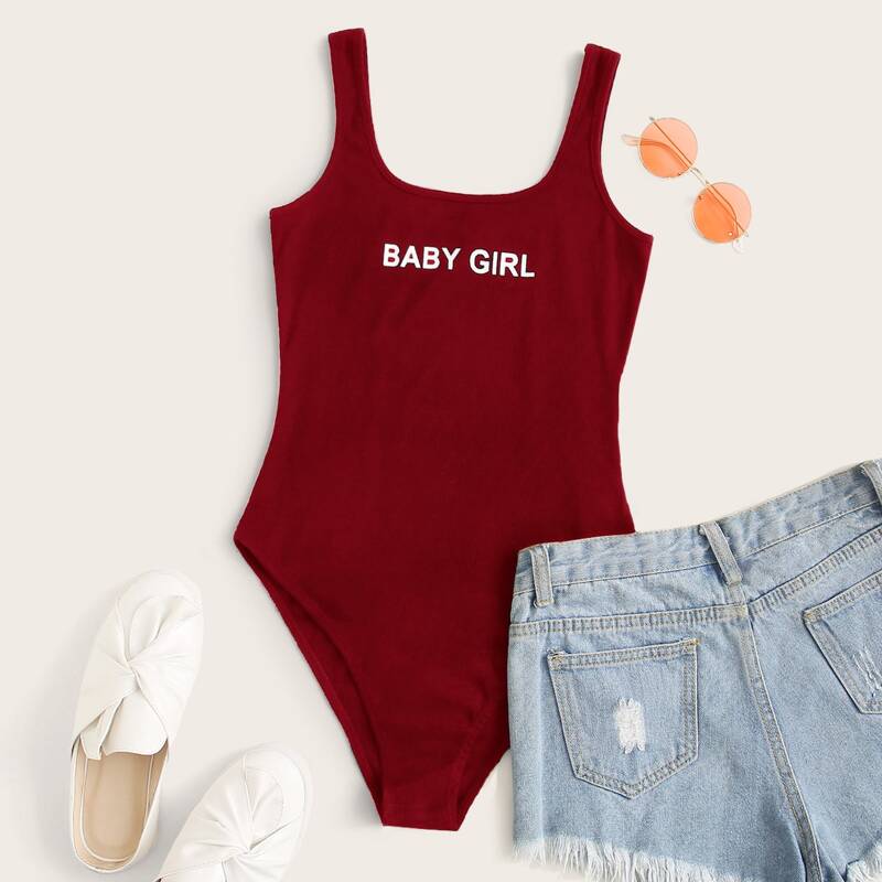 

Baby Girl Graphic Tank Bodysuit, Burgundy