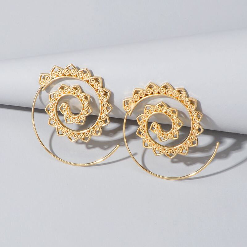 

Metal Spiral Earrings, Gold