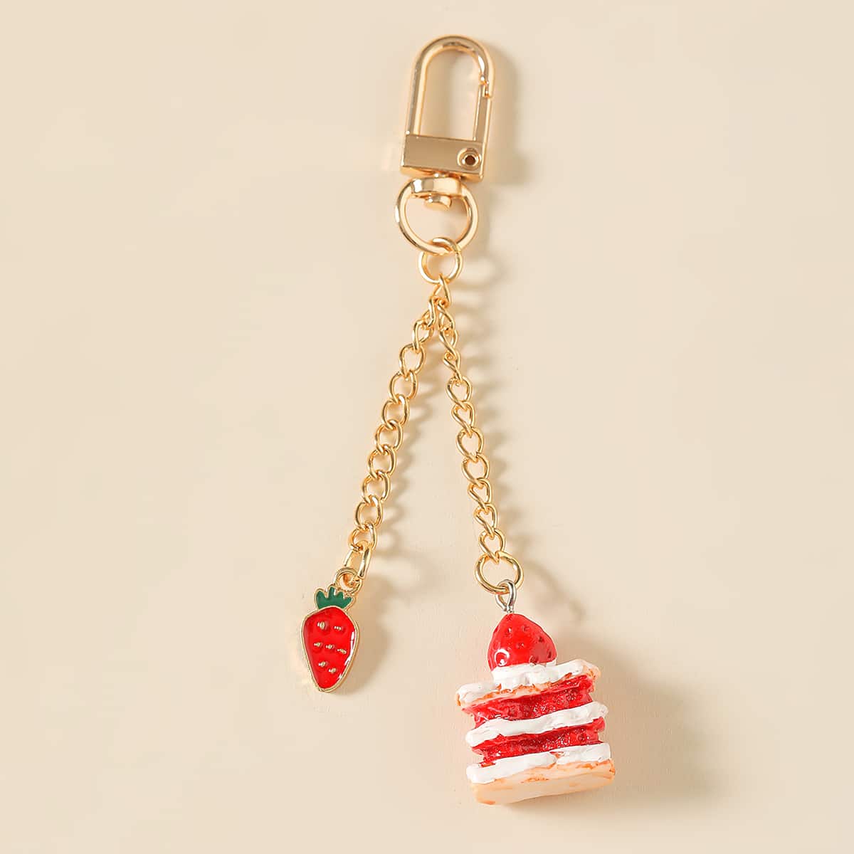 

Cake Charm Keychain, Red
