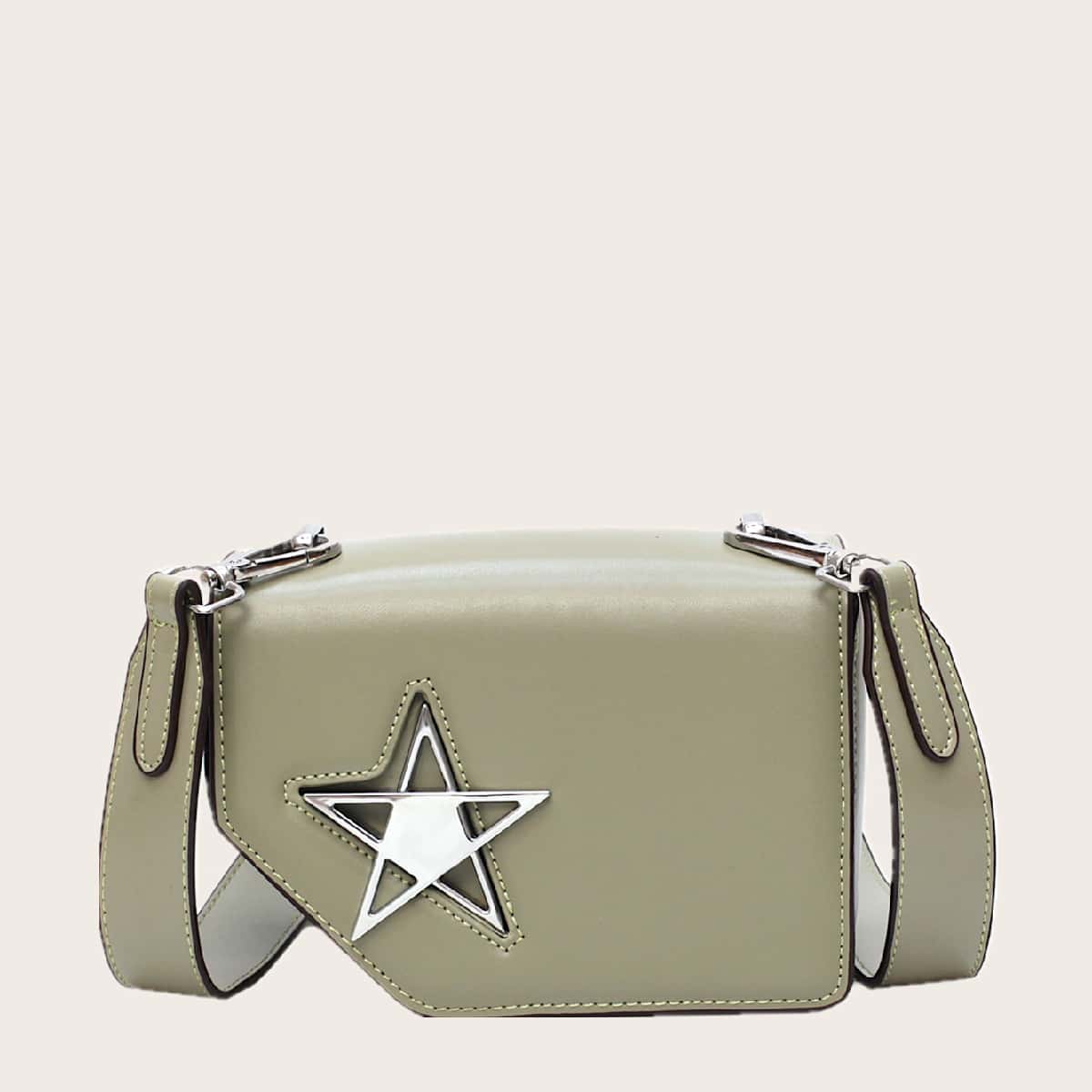 

Star Decor Asymmetrical Crossbody Bag, Green