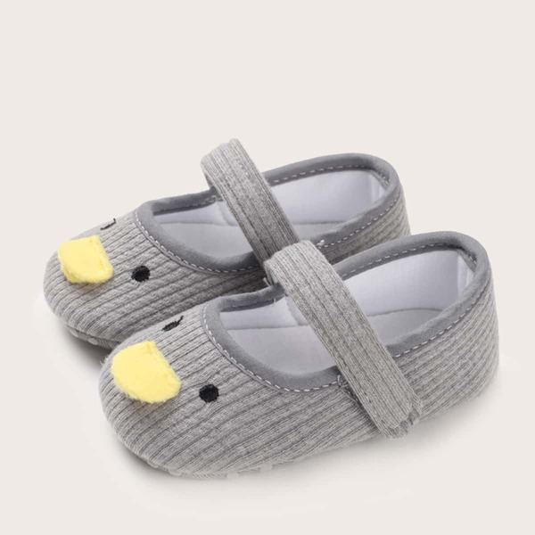

Baby Girl Cartoon Graphic Knit Flats, Grey