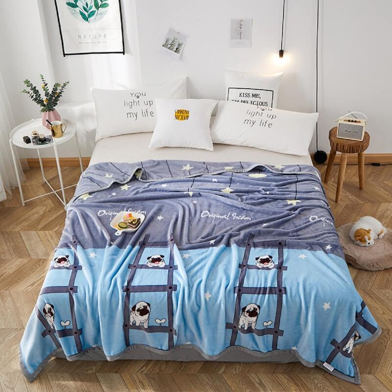 

Cartoon Dog Print Blanket, Multicolor