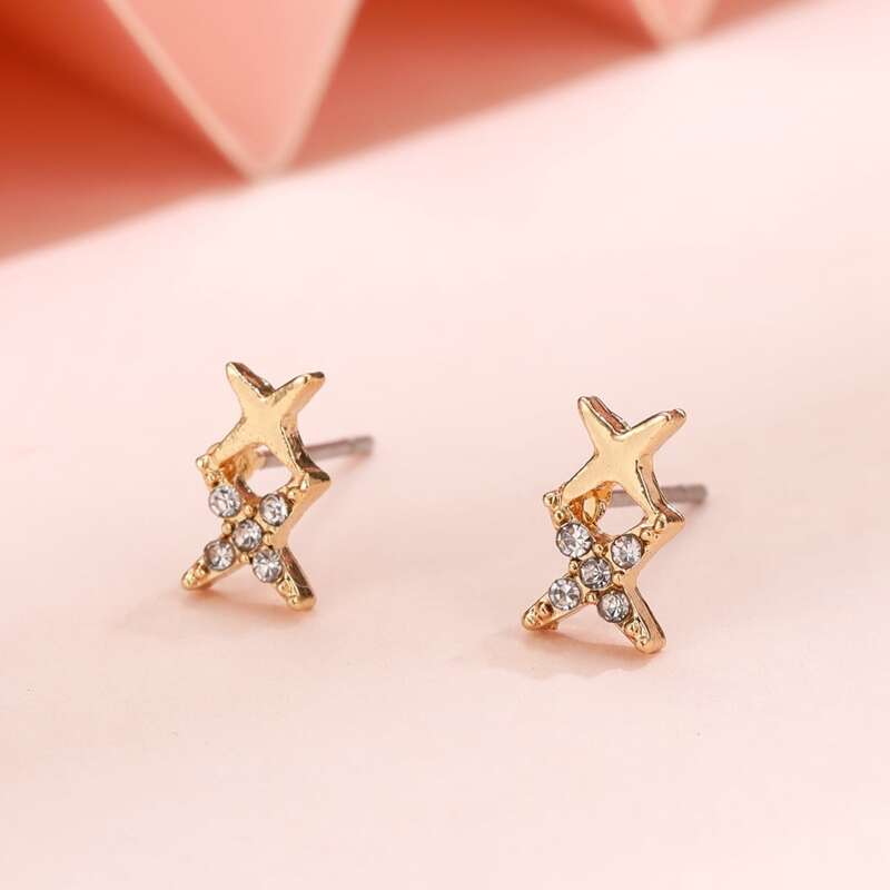 

Rhinestone Stud Earrings, Gold