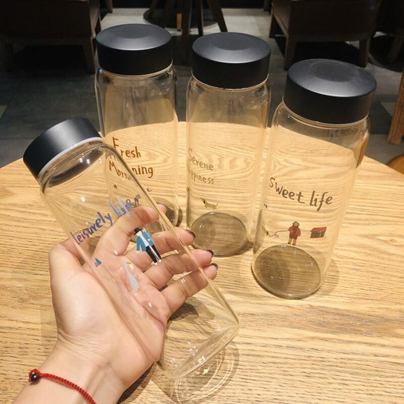 

1pc Slogan Graphic Clear Water Bottle, Multicolor