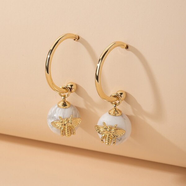 

Bee Drop Earrings, Gold