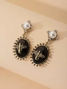 Bông tai hình học ong - màu đen - Xem 1