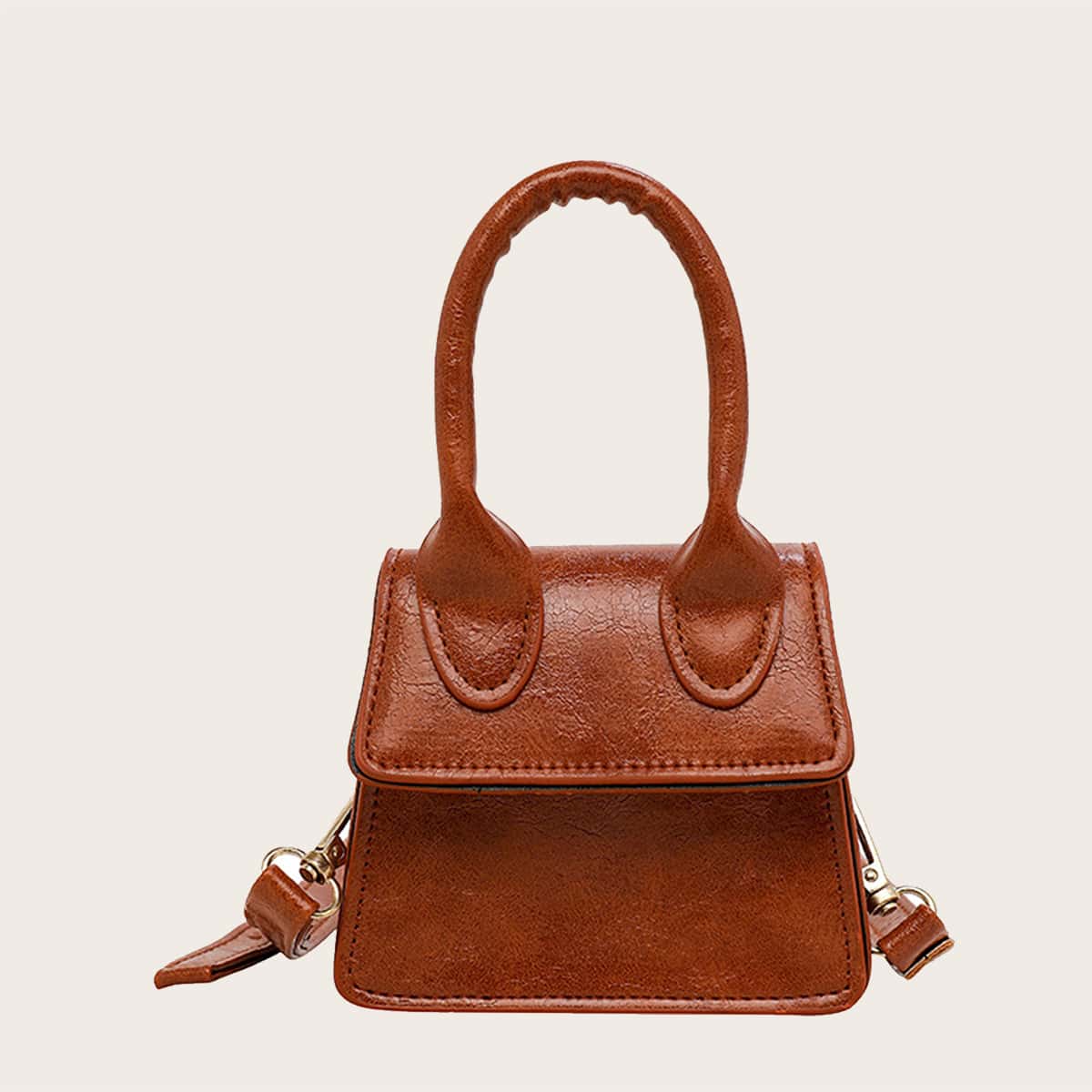 

Mini Trapezoid Satchel Bag, Brown