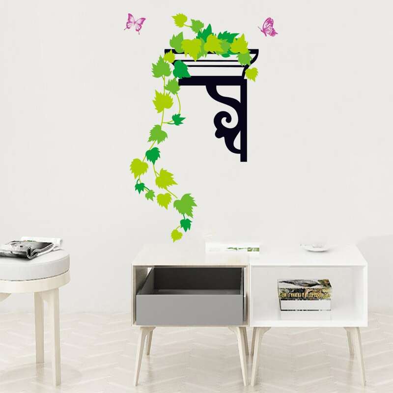

Leaf & Butterfly Print Wall Sticker, Multicolor
