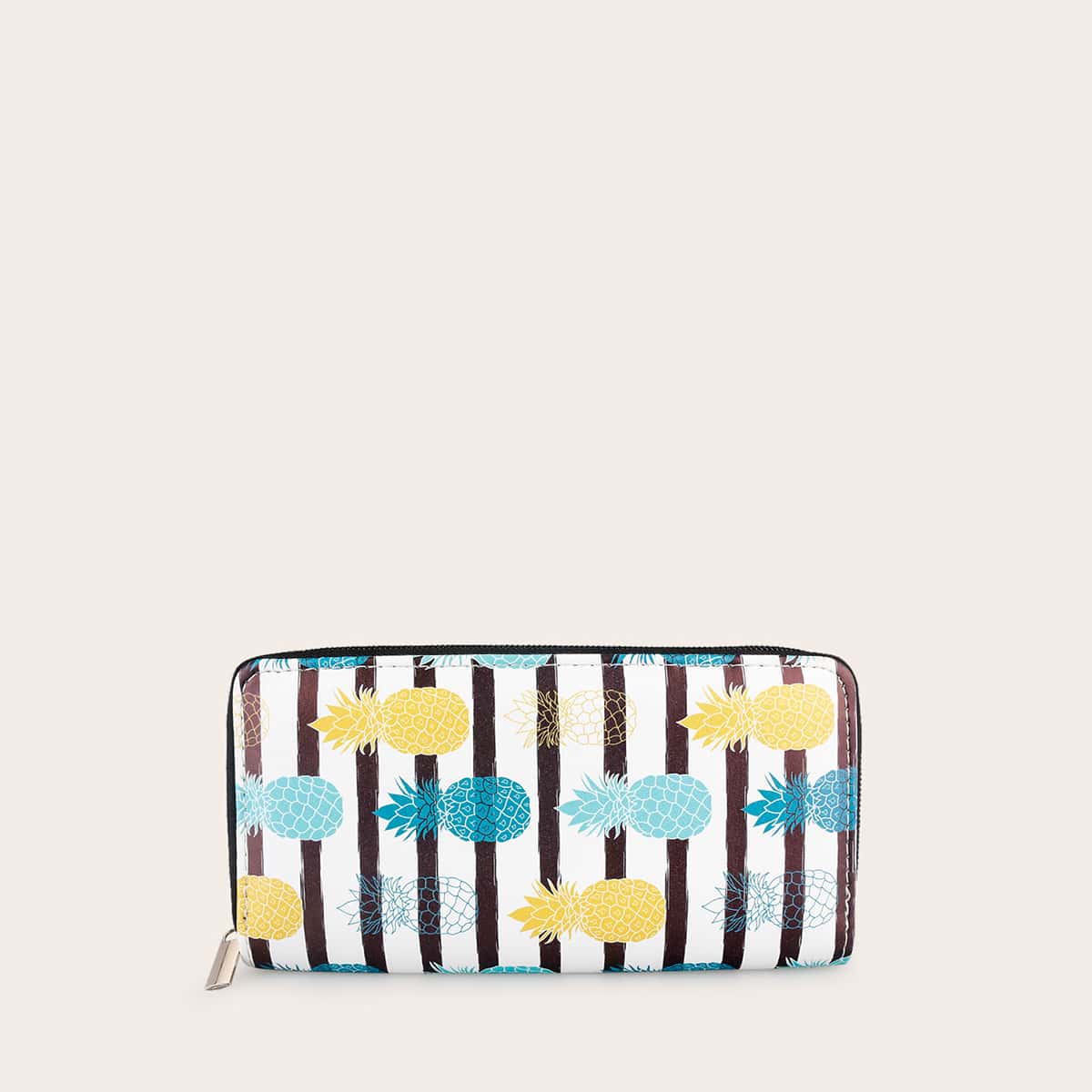 

Pineapple Print Striped Purse, Multicolor