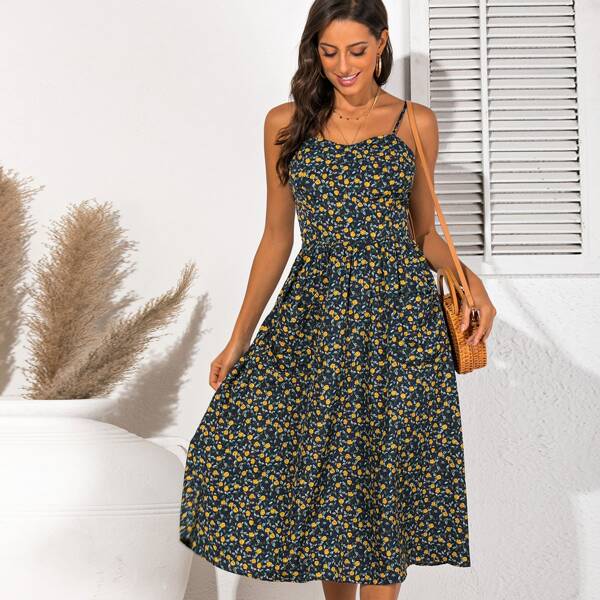 

Ditsy Floral Cami Long Dress, Multicolor