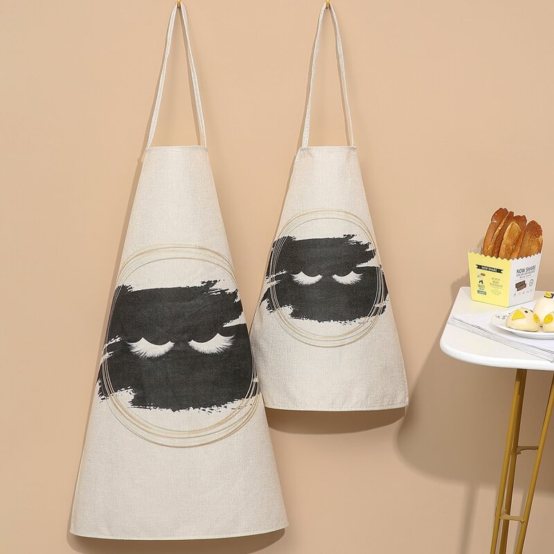 

1pc Eyelash Print Apron, Black and white