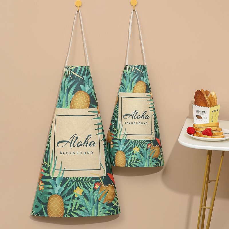 

1pc Pineapple & Plants Print Apron, Multicolor