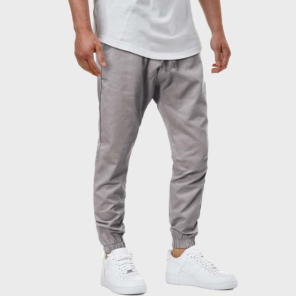 

Guys Drawstring Waist Carrot Pants, Grey