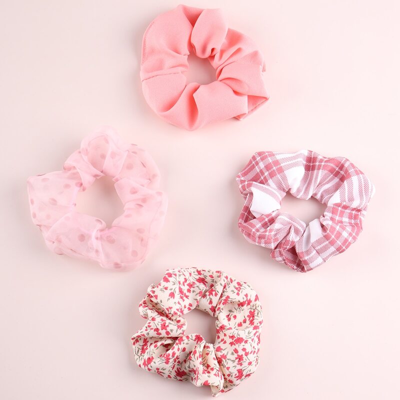 

4pcs Floral Pattern Scrunchie, Multicolor
