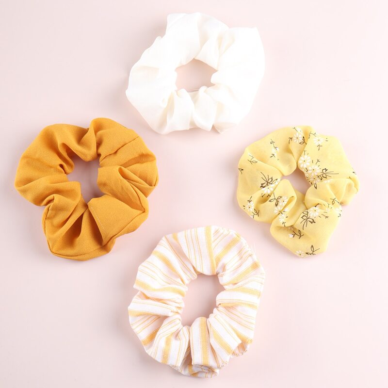 

4pcs Floral Pattern Scrunchie, Multicolor