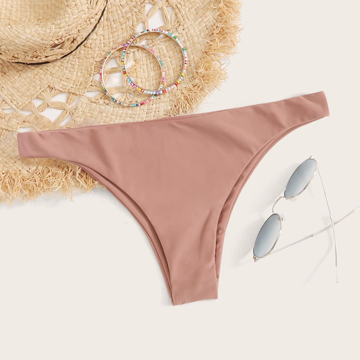 

Solid Cheeky Swimming Panty, Brown