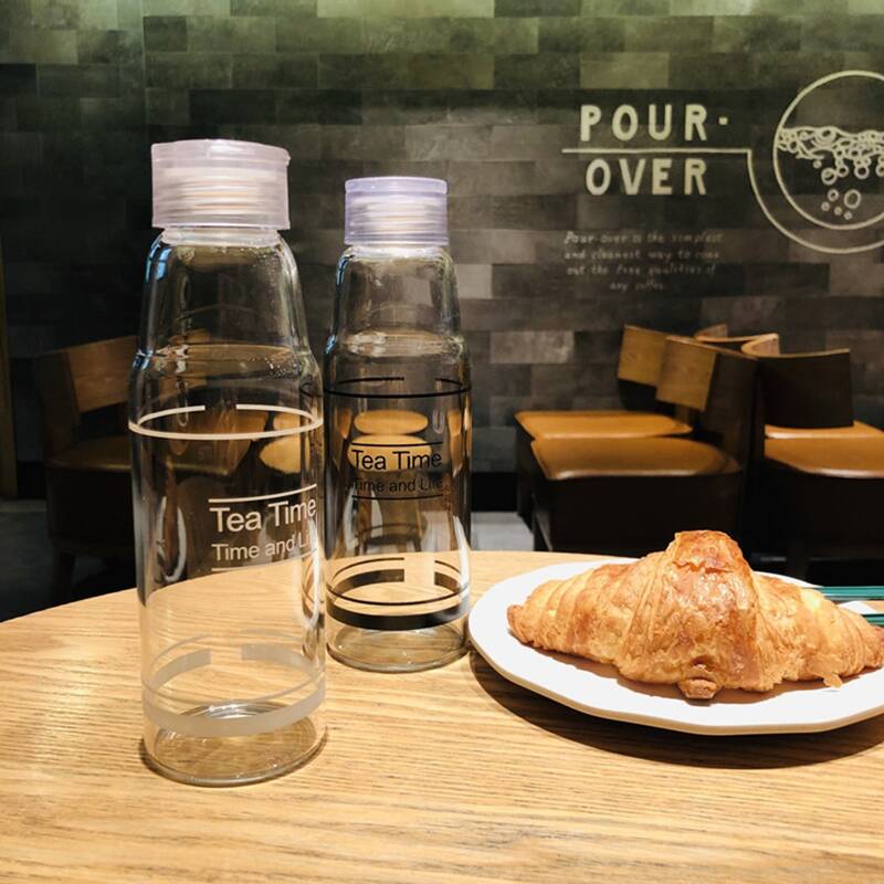

1pc Slogan Graphic Glass Bottle