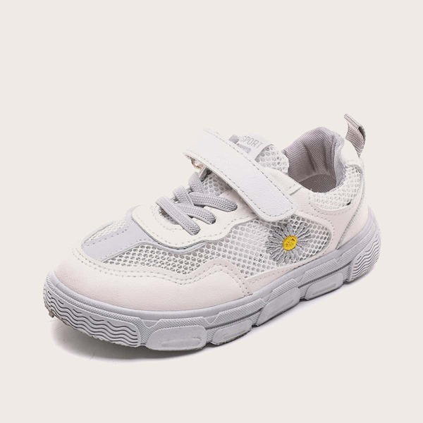 

Boys Lace-up Front Daisy Floral Embroidery Sneakers, White