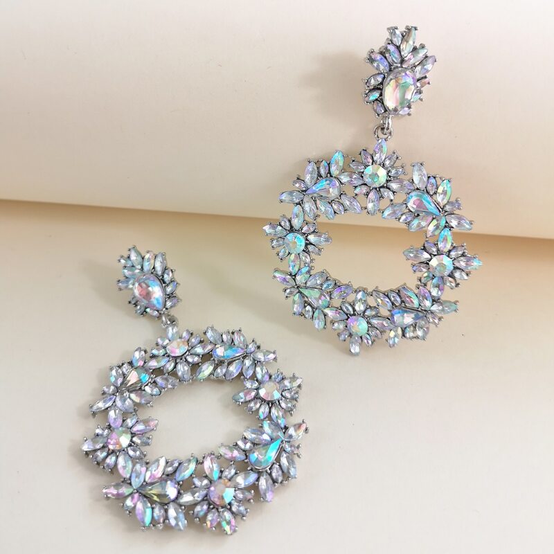 

Rhinestone Drop Earrings, Silver
