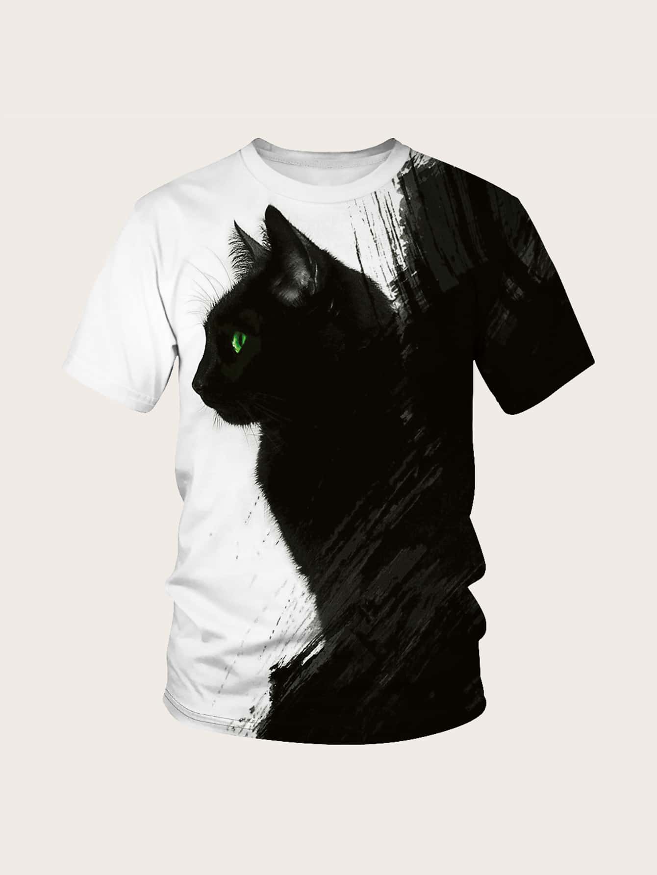 Camiseta de hombres con pincelada con estampado de gato | Moda de Mujer |  SHEIN México